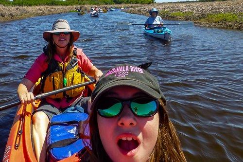 Kim and Delaney Selfie on Tandem Kayak